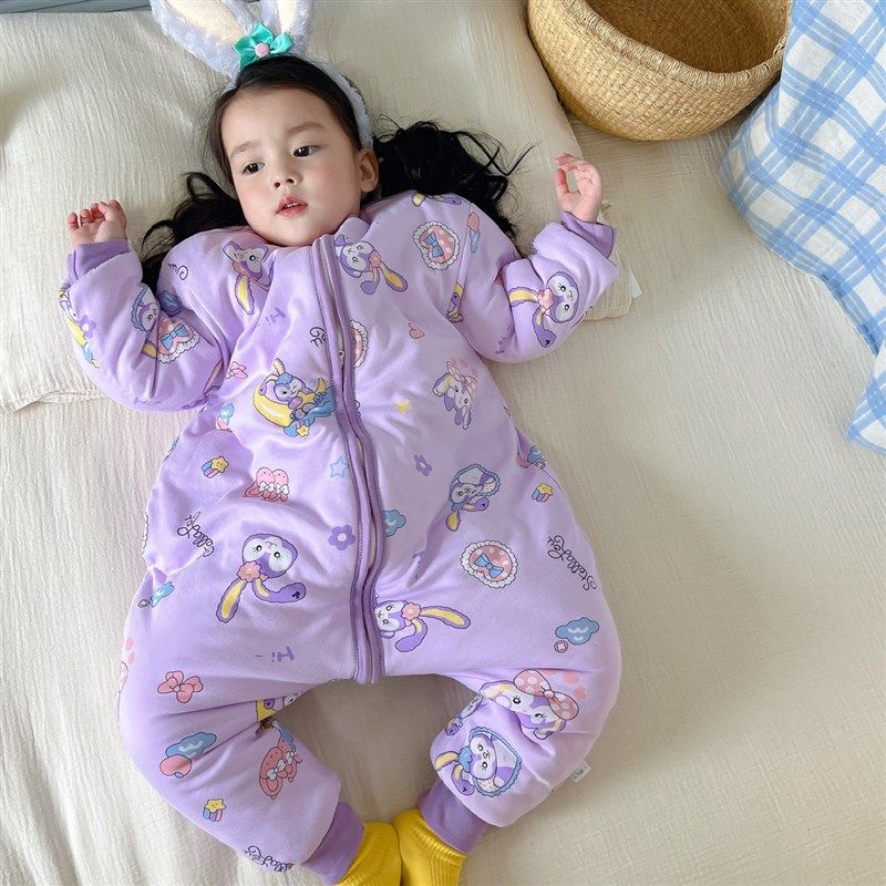 冬季新款儿童纯棉加厚睡袋宝宝0-10度恒温连身睡衣婴幼儿防踢被