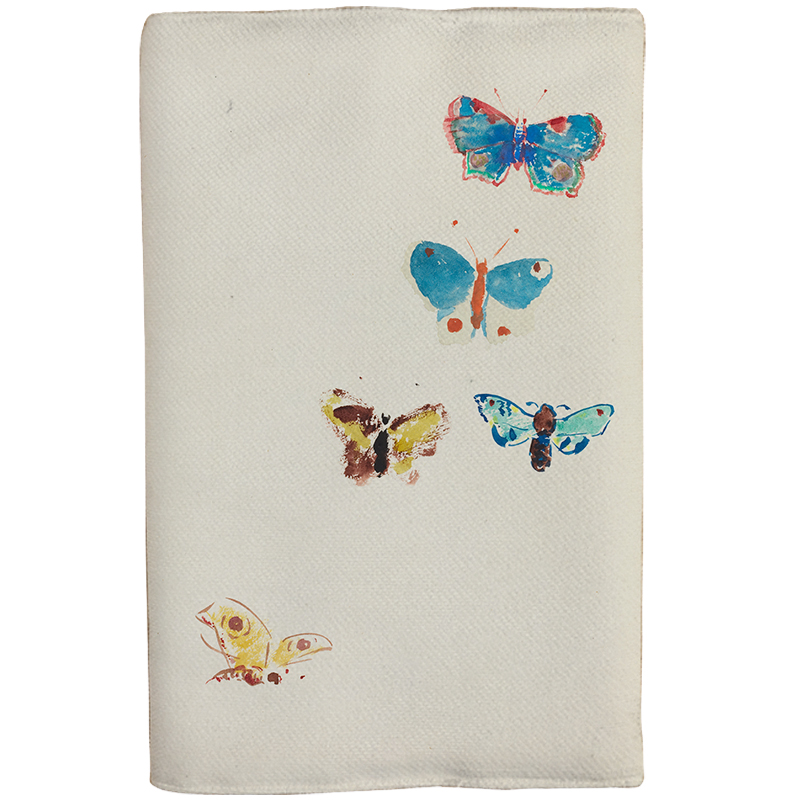 蝴蝶水彩插画笔记本小众复古文艺布艺手账本少女读书笔记书衣定制