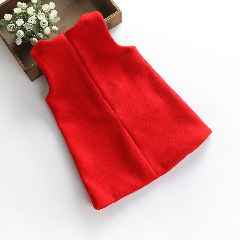 2021秋冬款女童装3-5-8岁宝宝背心连衣裙公主毛呢加厚无袖打底裙