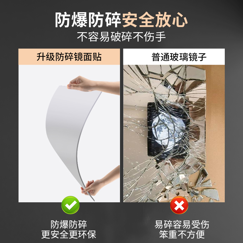 软镜子贴墙自粘亚克力全身家用穿衣镜清墙面粘贴镜面贴纸试衣镜