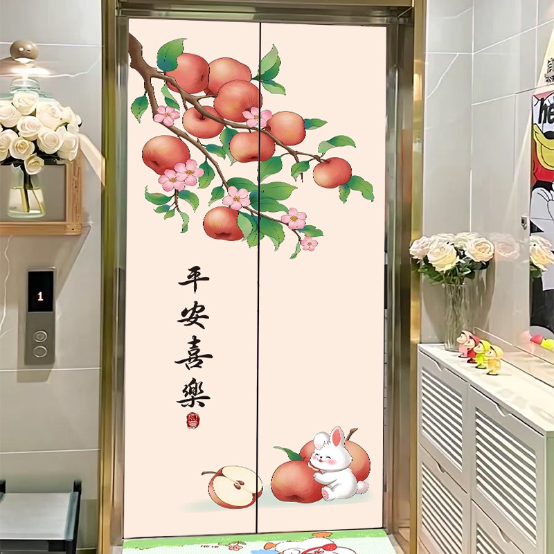 入户电梯门贴纸一梯一户高级感创意中国风入户门口墙面遮丑装饰画