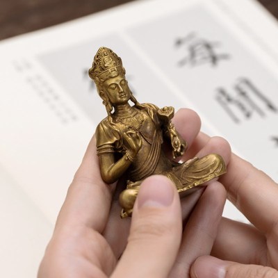 简修行文殊普贤佛像普贤菩萨摆件黄铜像雕像随身佛生肖属兔本命佛
