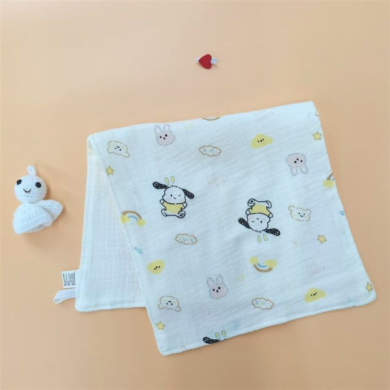 绉布童巾25*50cm士2四层新生儿宝宝洗澡纯棉纱手帕