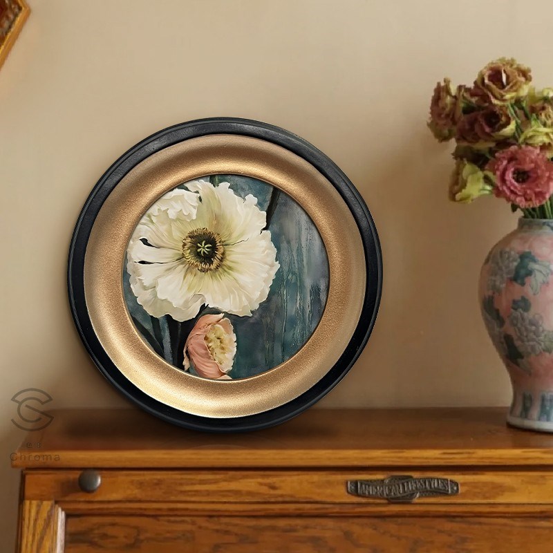 法式复古花朵桌面摆件装饰画中古风卧室梳妆台摆台画相框电视柜画