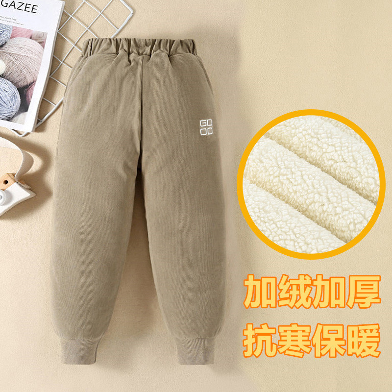 男女童加绒超厚灯芯绒棉裤2023新款儿童中大童保暖裤外穿长裤新品