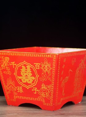 实木中式进宝日进斗金仿古米斗创意粗陶客厅摆件艺术品开业开张礼