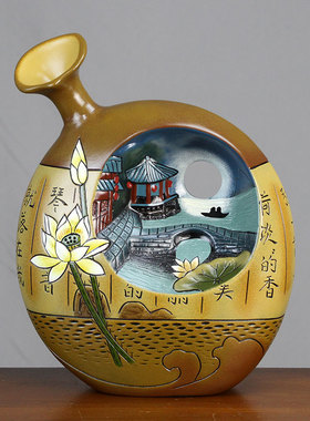 国风雕塑中式装饰品陶瓷工艺品古董架玄关办公室书柜装饰禅意摆件