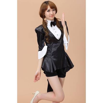 黑色燕尾服魔术师制服酒吧夜店演出女爵士舞DS少女时代打歌表演服