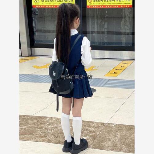 女童连衣裙秋装2025新款儿童百褶裙子学院风套装女大童jk衣服秋装