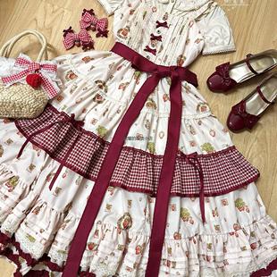 飞天小草莓jsk白茶物语原创Lolita印花平价cla系麻袋群吊带裙