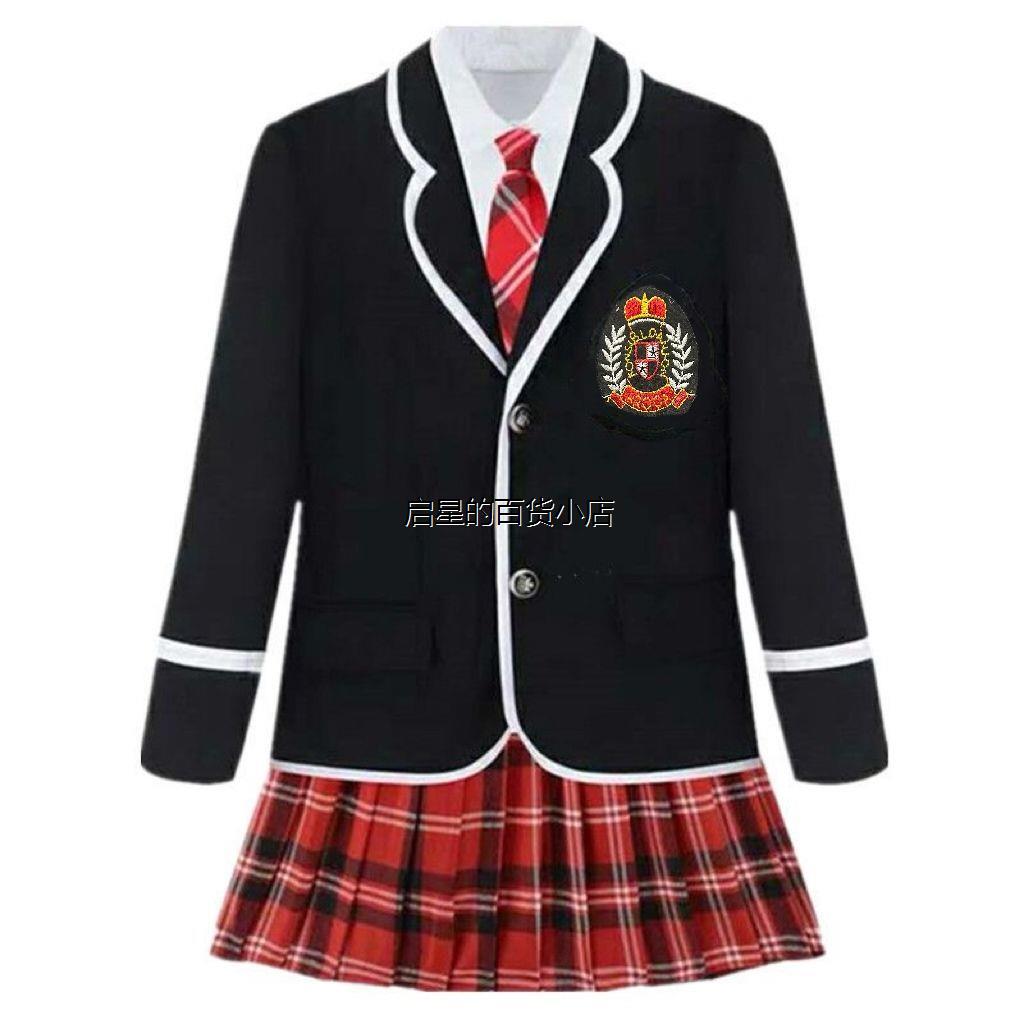 英伦校园校服中大童JK百褶裙制服套装青年小西服民国风外套