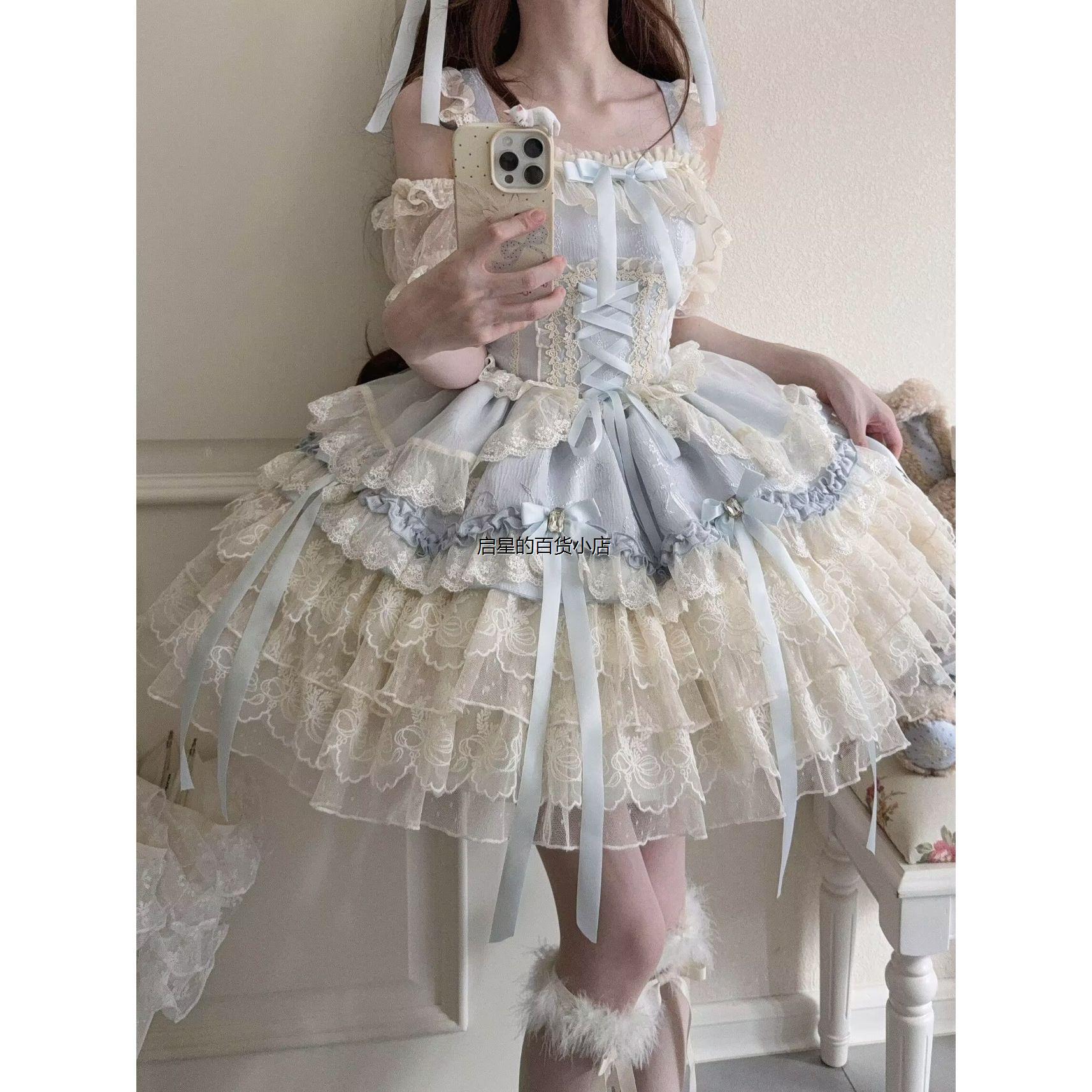 ~白糖少女原创设计Lolita洋装芭蕾风jsk吊带连衣裙夏