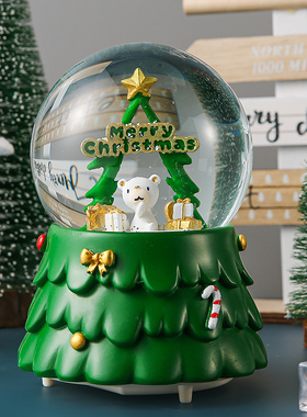 圣诞节老人水晶球音乐盒平安夜礼物树雪花儿童八音盒幼儿园小礼品