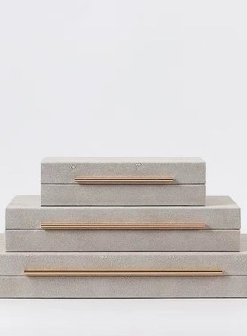 别墅样板房床头柜书架桌茶几高档装饰首饰盒托盘客厅书房卧室摆件