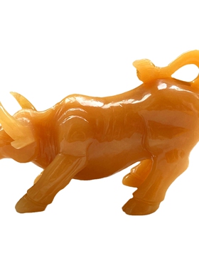 黄玉牛摆件招财办公室玄关装饰店铺开业新居礼品天然玉石华尔街牛