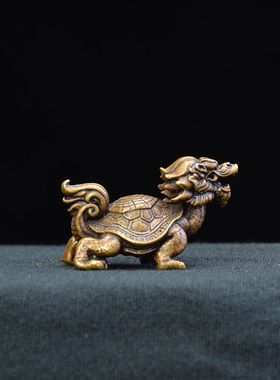 古铜器纳福瑞兽玄武龙龟复古铜摆件文镇书桌摆放神兽铜器文玩茶宠
