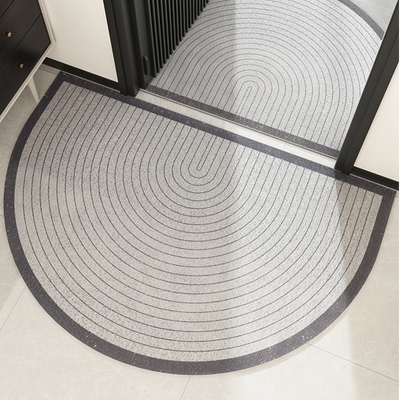 灰色半圆形入户门地垫门外进门门口脚垫子除尘丝圈防滑地毯可定制