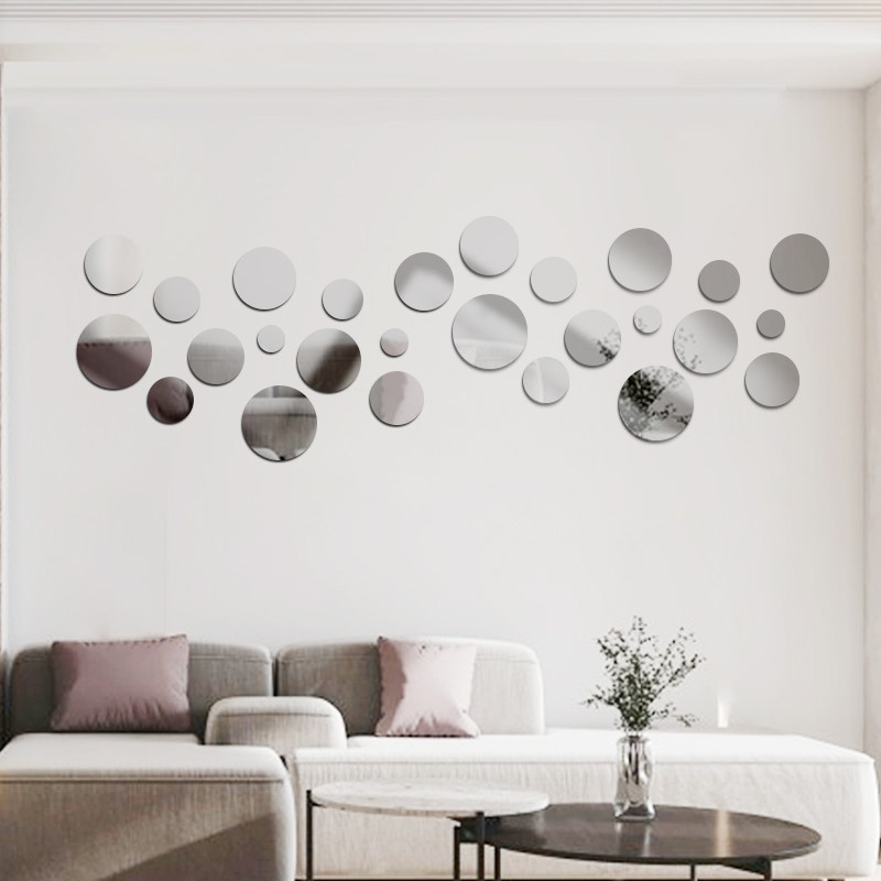 亚克力墙贴3d立体圆形自粘客厅餐厅沙发背景墙镜面装饰贴小镜片贴