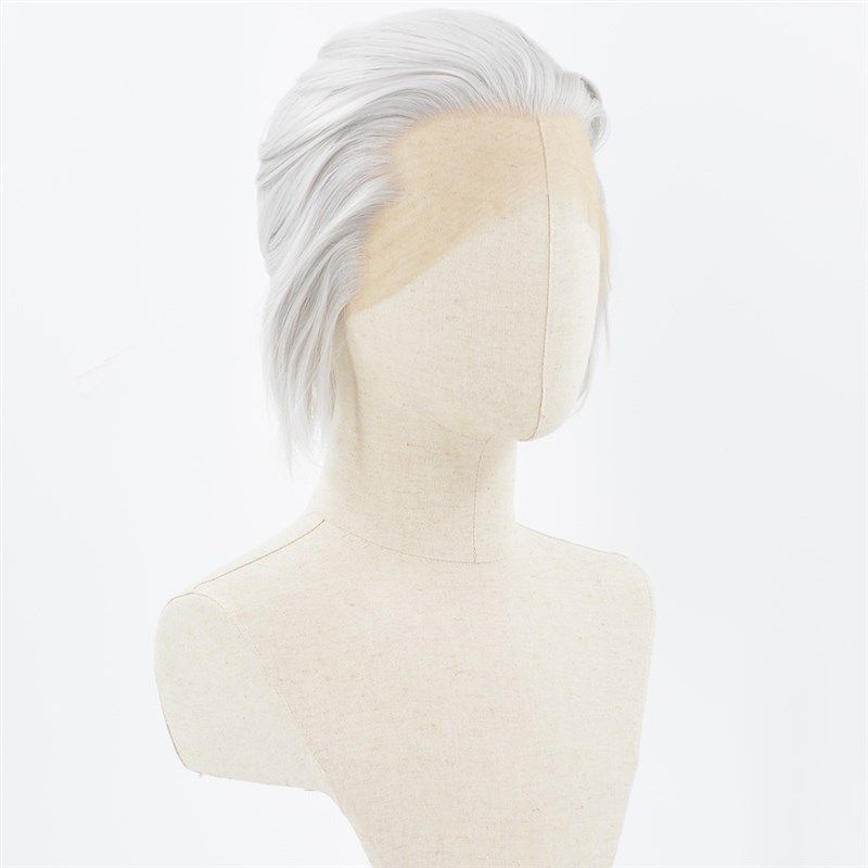 三尖黑色银灰色cos万用短发手勾前蕾丝高温丝假发套