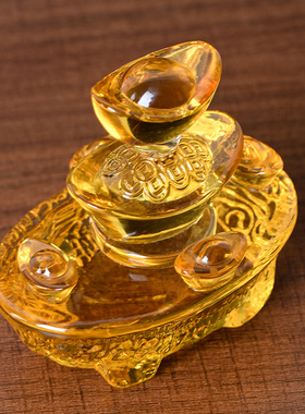 黄水晶元宝聚宝盆摆件 客厅摆件新年家居装饰品乔迁新居开业礼品