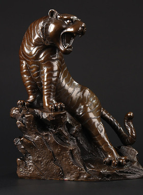 大仕缘 铜工艺礼品摆饰家居招财生肖老虎摆件生日属虎礼品上山虎