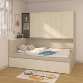 榻榻米床带书桌衣柜一体小户型卧室儿童房间靠墙侧柜高箱抽屉储物