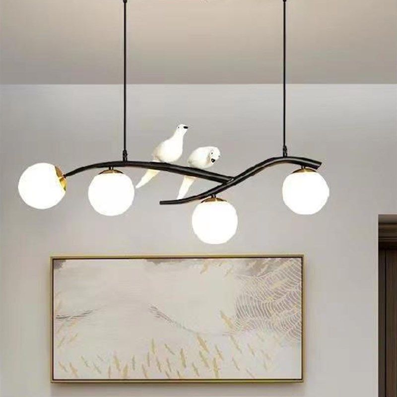 灿丽现代长条吊灯创意设计师树枝小鸟农庄饭厅餐桌灯,家装灯饰光源,客厅吊灯,淘宝优惠券,粉丝福利购,淘宝优惠卷
