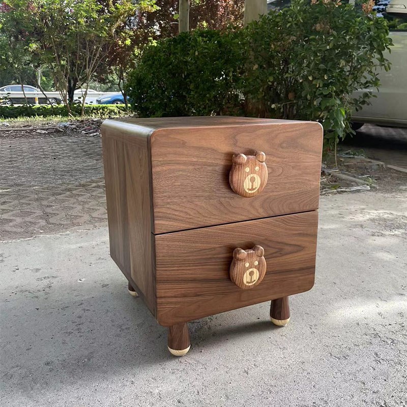 全实木床头柜小户型家用榉木储物柜简约现代儿童卡通收纳柜床边柜