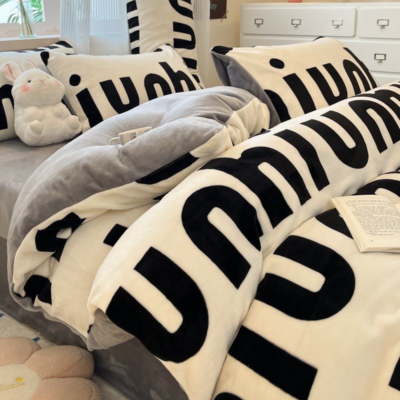 加厚面四件冬季类裸睡珊瑚绒单被罩加绒床笠,居家布艺,蜀绣,淘宝优惠券,粉丝福利购,淘宝优惠卷