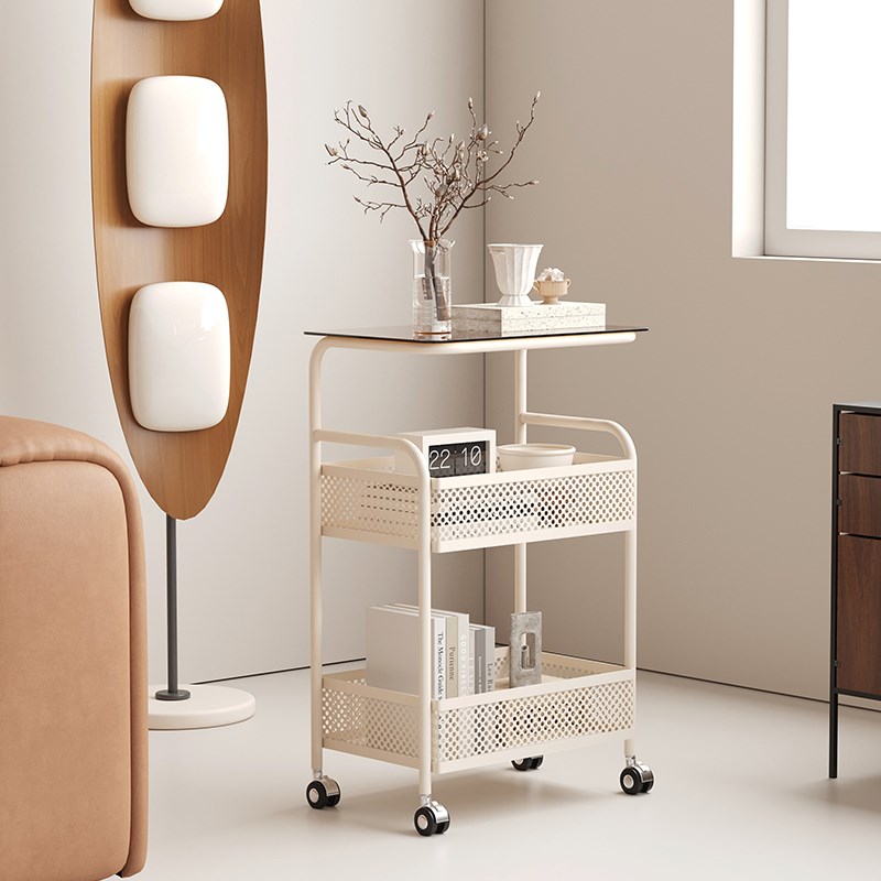 可移动小户型客厅玻璃沙发边几家用创意小茶几卧室铁艺多层床边柜