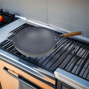 百强粘锅无涂层铁锅无油烟锈炒锅燃气灶凹面电磁炉