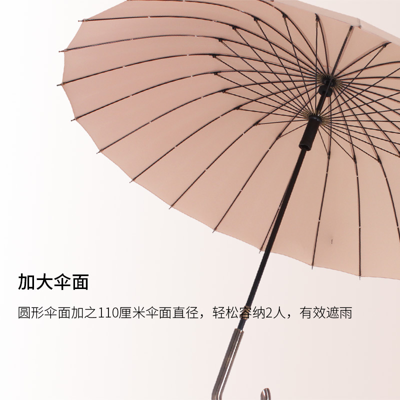 24骨雨伞长柄女加大加固双人加厚抗风伞男复古弯把晴雨两用风暴伞