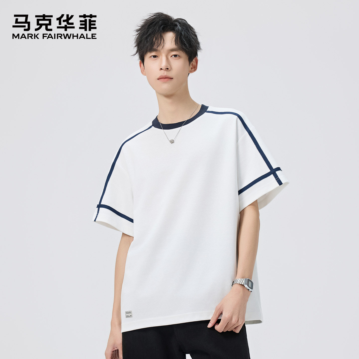 马克华菲凉感冰丝T恤男夏季宽松运动球衣夏2026新款抑菌男士短袖