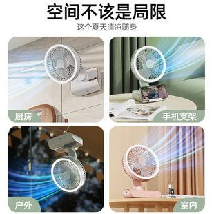 静音自动摇头桌面小风扇学生宿舍充电小型家用大风力迷你户外台式