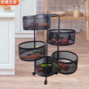 家用小推车置物架多层可移动储物架厨房旋转收纳架蔬菜水果架子
