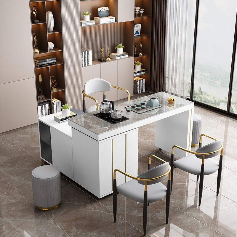 阳台移动茶台现代简约客厅家用办公室泡茶桌椅组合可旋转小茶车