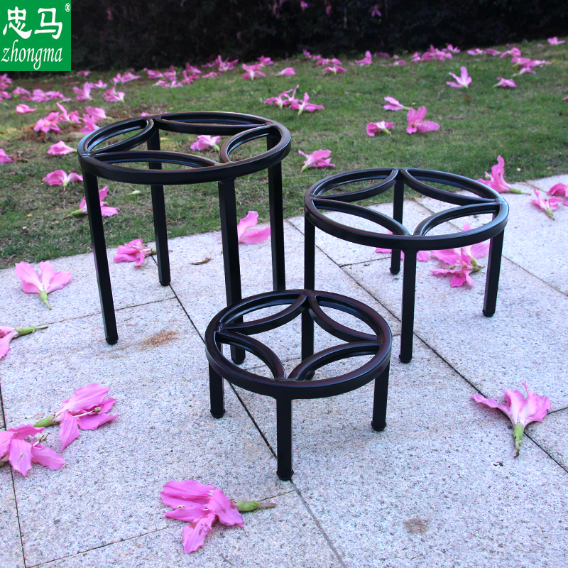 zhongm忠马  花底座铁艺花架圆形底盘高承重花架托盘
