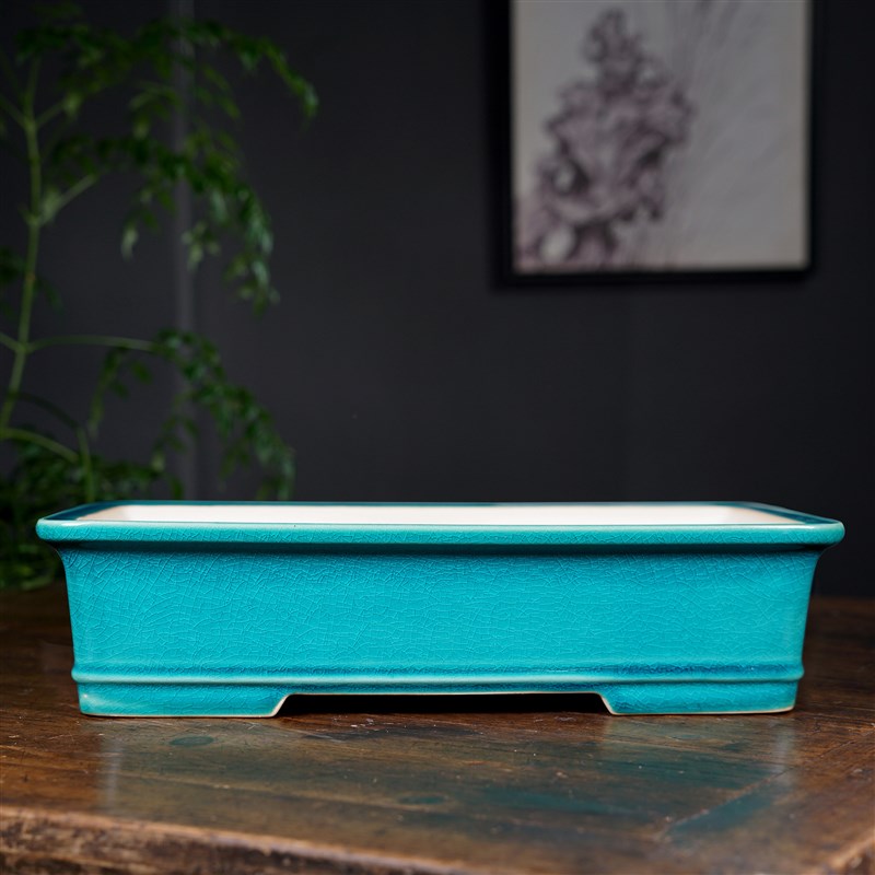 紫砂花盆长方形马槽盆景盆窄长型多肉丛林景观造景盆冰裂釉新款