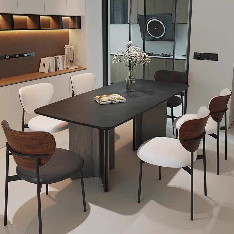 意式黑色岩板现代餐桌椅长方形复古小户型侘寂风家用高级,住宅家具,岩板餐桌,淘宝优惠券,粉丝福利购,淘宝优惠卷