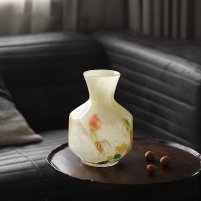 大秀家居 中古芬顿玉质琥珀玻璃花瓶样板房客厅家居摆件琉
