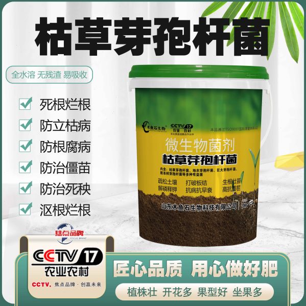 木鱼石水溶肥枯草芽孢菌杆菌生根壮苗枯黄萎白粉专用桶装肥冲施肥