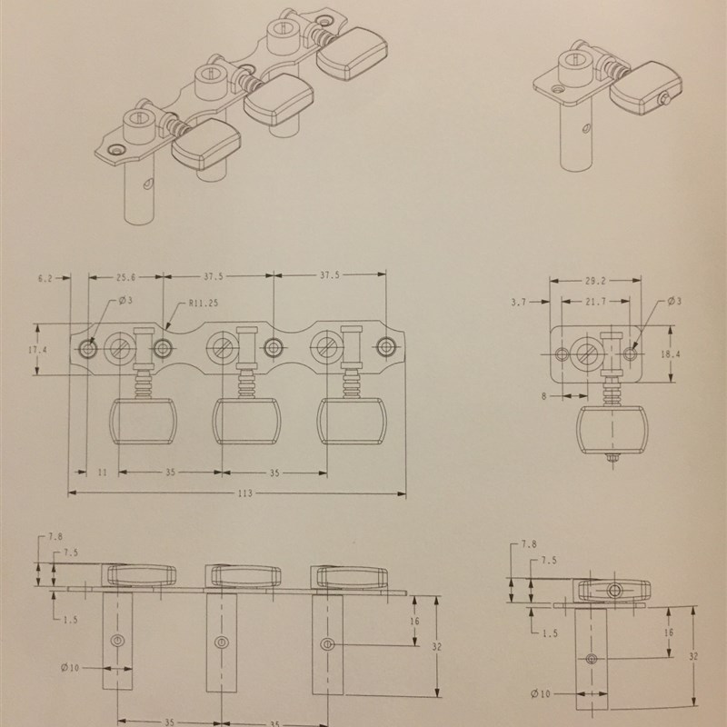 德国进口RUBNER吉他轴No.25吉他旋钮古典吉他弦钮吉他配件琴钮