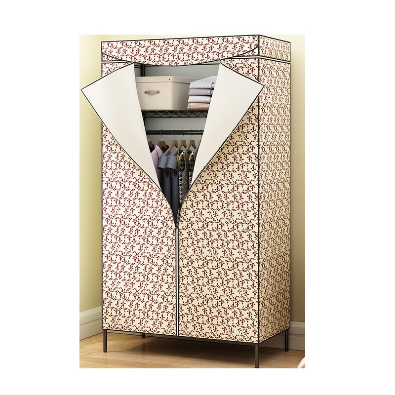 牛津布衣柜钢管加厚宿舍卧室全钢架金属出租房用组装简易收纳衣橱