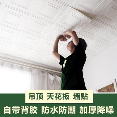 天板纸d立体自粘墙房顶客厅吊顶屋顶防水壁纸棚顶装饰墙纸
