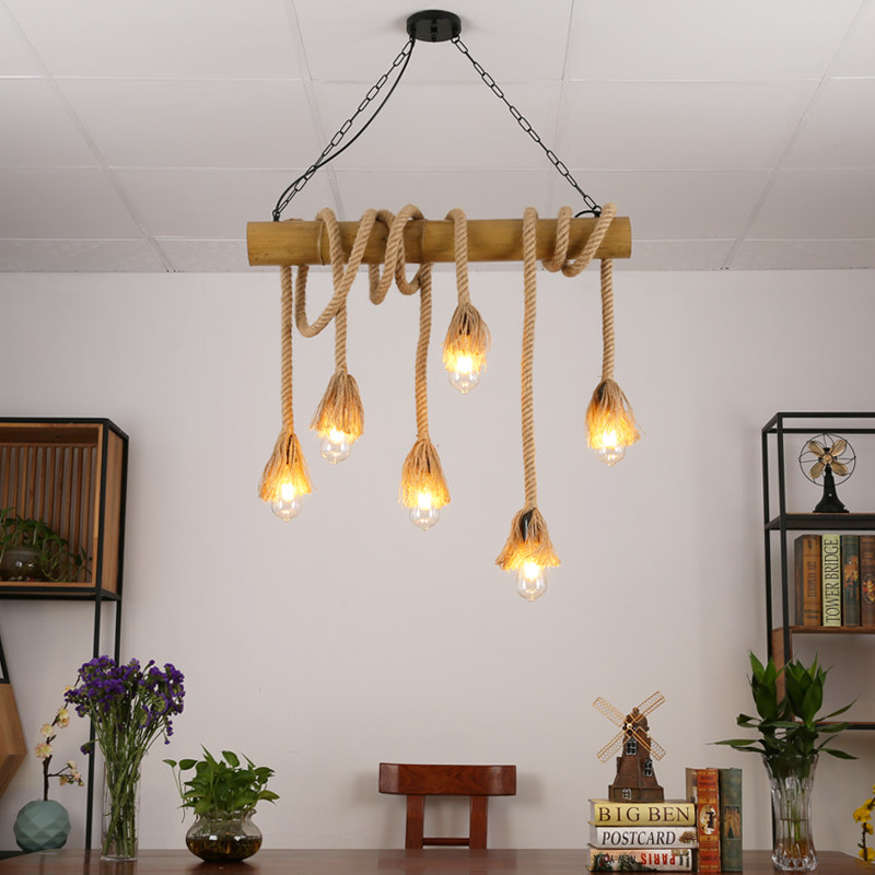 吧台吊灯麻绳竹竿灯创意个性工业风复古怀旧酒吧烧烤店铺灯具,家装灯饰光源,酒店/宴会厅/餐饮吊灯,淘宝优惠券,粉丝福利购,淘宝优惠卷