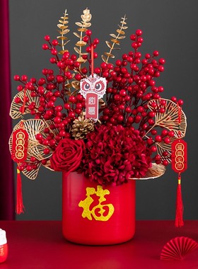 收获小屋喜庆新年红色福桶装客厅装饰结婚乔迁送礼摆设家居摆件