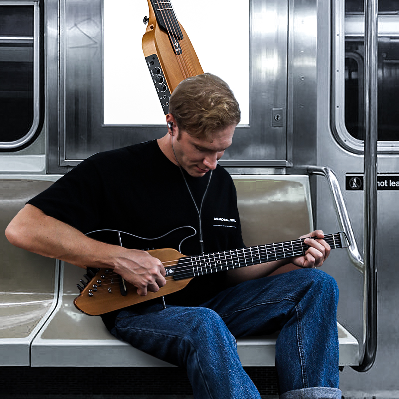 DONNER唐农轻音民谣吉他旅行便携可拆卸无头木吉他初学者静音效果