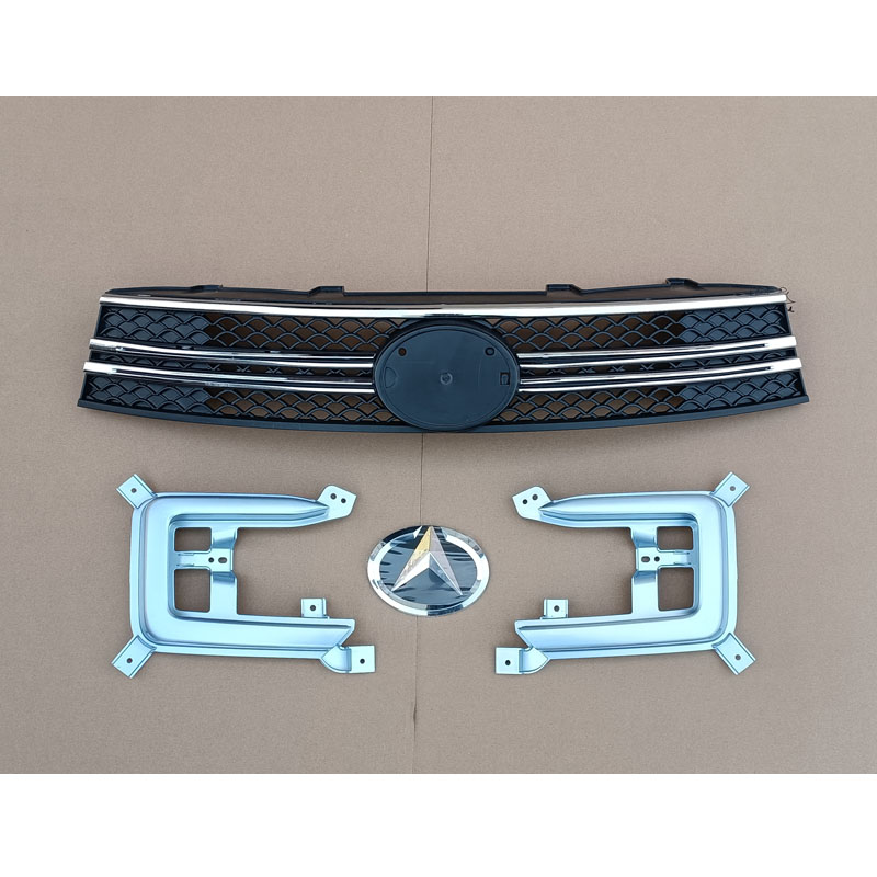 丽驰V V9电动汽车轿车前保险杠上中网格栅雾灯装饰罩亮条雾灯框
