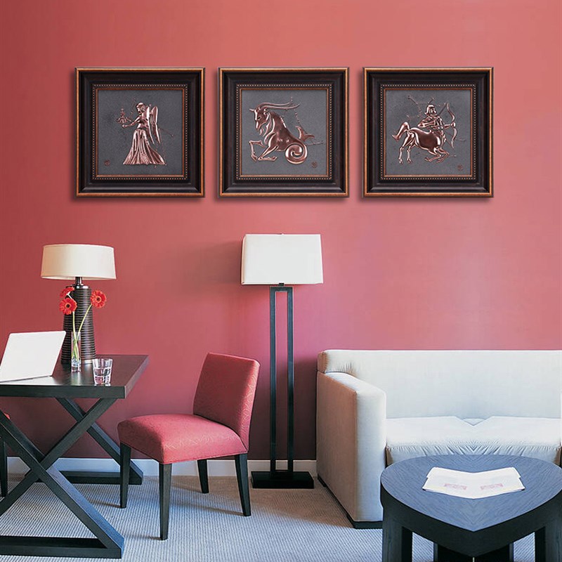 十二星座紫铜浮雕立体餐厅装饰画中式客厅挂画沙发背景墙走廊壁画