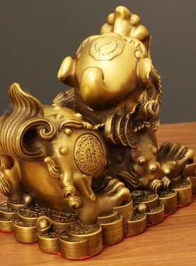 元宝貔貅一对黄铜皮丘家居摆件工艺品办公室店铺桌面成对铜装饰品